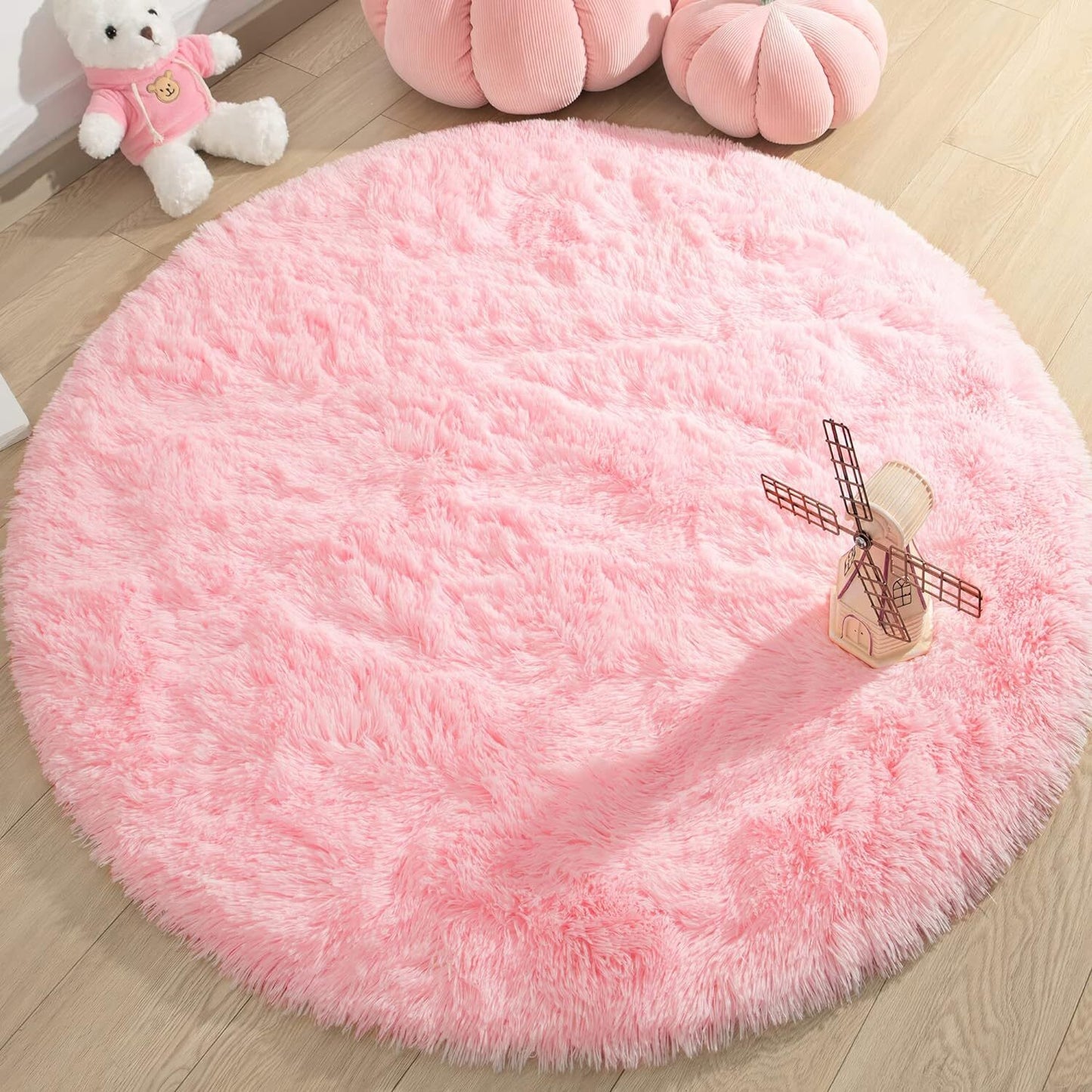 Infinity Round Shag Rug 100cm (Pink)