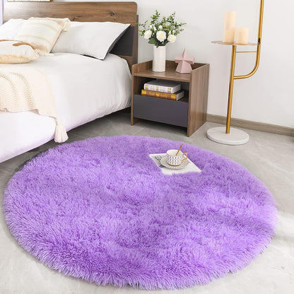 Infinity Round Shag Rug 100cm (Purple)