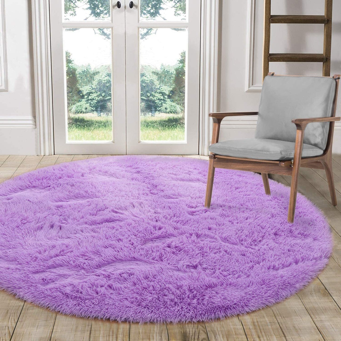 Infinity Round Shag Rug 100cm (Purple)