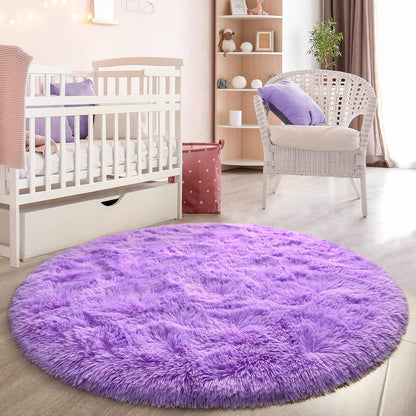 Infinity Round Shag Rug 100cm (Purple)