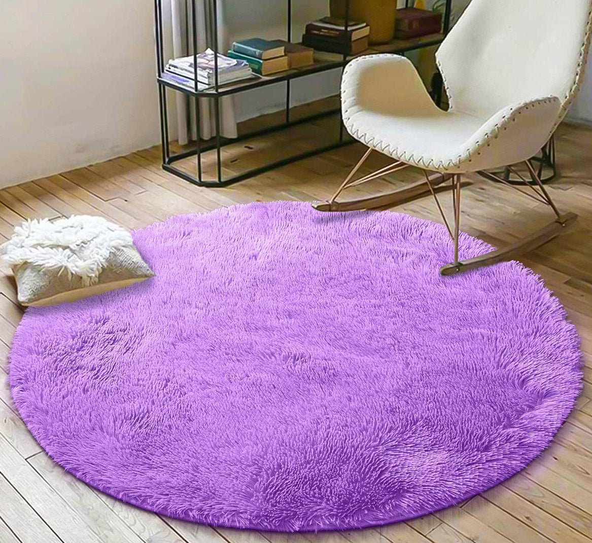 Infinity Round Shag Rug 100cm (Purple)