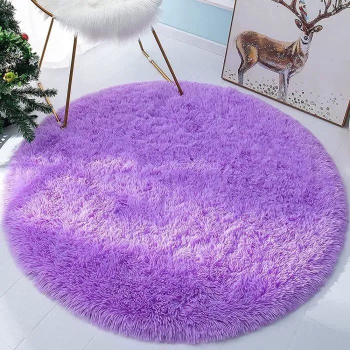 Infinity Round Shag Rug 100cm (Purple)