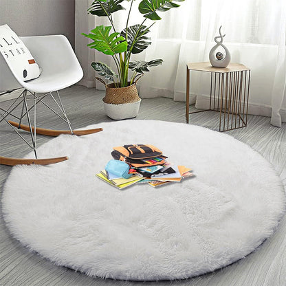 Infinity Round Shag Rug 100cm (Cream White)