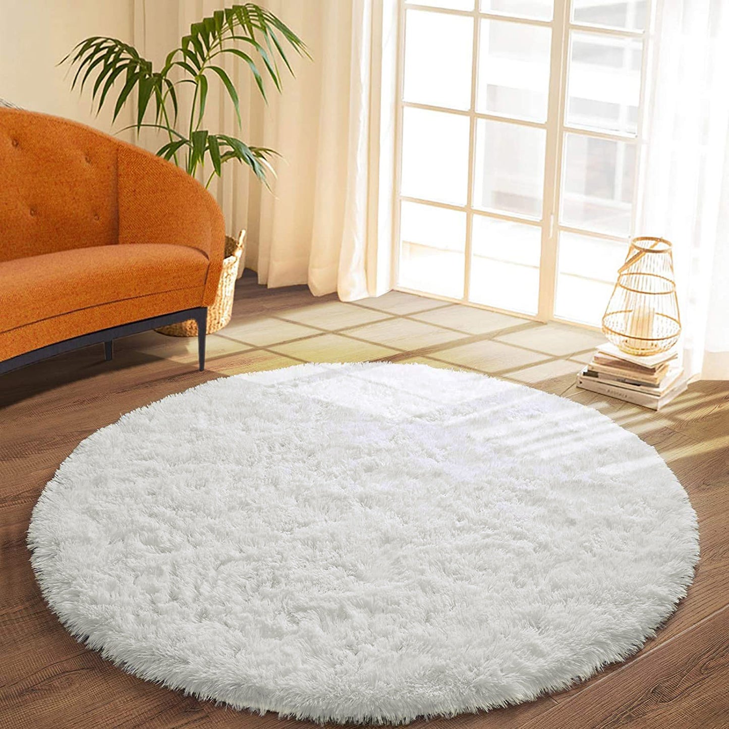 Infinity Round Shag Rug 100cm (Cream White)