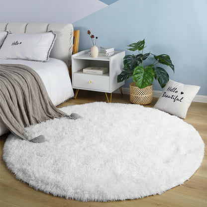 Infinity Round Shag Rug 100cm (Cream White)