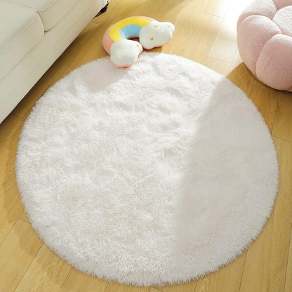 Infinity Round Shag Rug 100cm (Cream White)