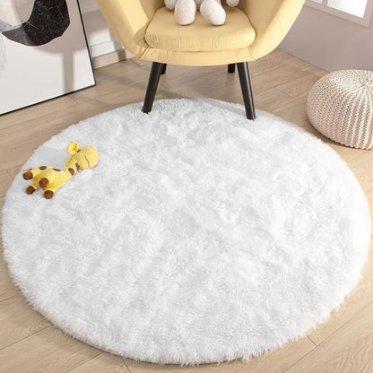 Infinity Round Shag Rug 100cm (Cream White)