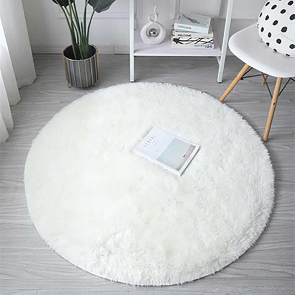 Infinity Round Shag Rug 100cm (Cream White)