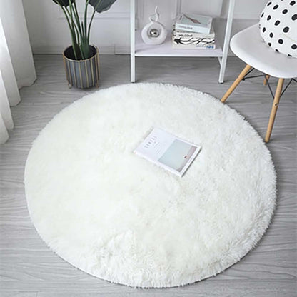 Infinity Round Shag Rug 100cm (Cream White)