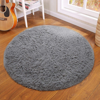 Infinity Round Shag Rug 100cm (Grey)