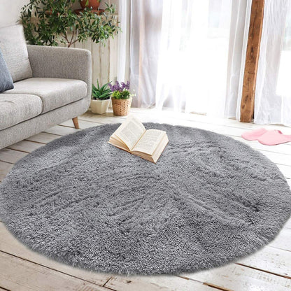 Infinity Round Shag Rug 100cm (Grey)