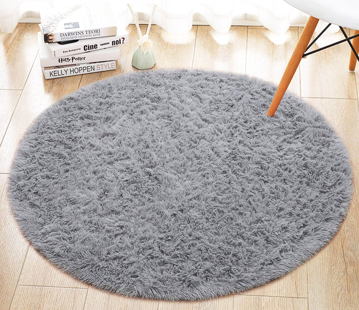 Infinity Round Shag Rug 100cm (Grey)