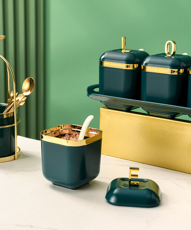 x Luxury Large Spice Container Storage Jar Seasoning Box Set (Ivory)