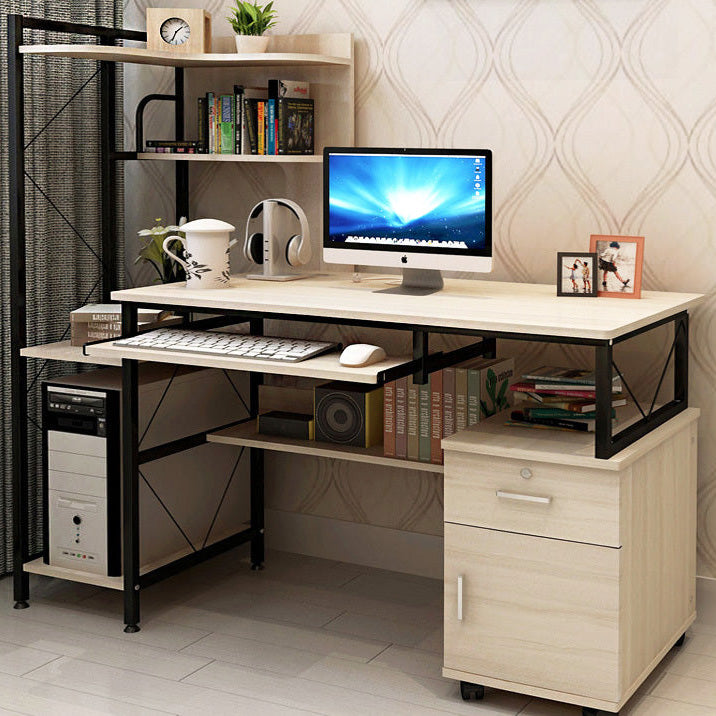 Prime Multi-function Computer Desk Workstation with Shelves & Cabinet