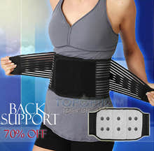 Bio Waist Lower Back Support Magnetic Lumbar Brace Pain Relief (BLACK)
