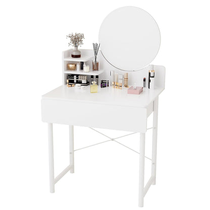 Luxe LED White Makeup Vanity Dressing Table Mirror Storage Shelves