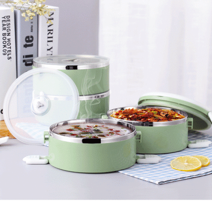 2 Tier Stainless Steel Insulated Lunch Box Stackable Containers