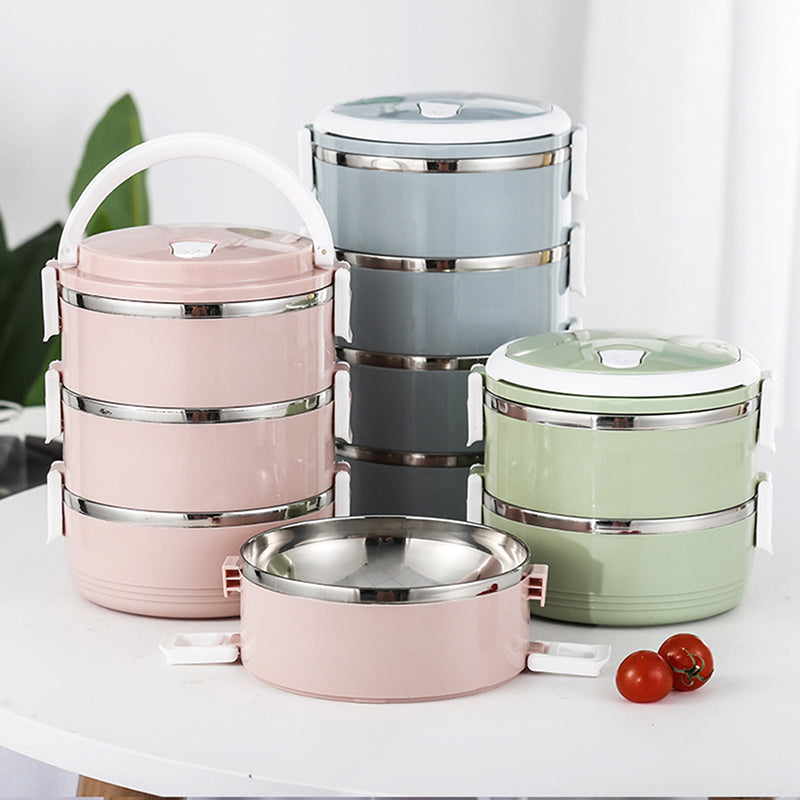 2 Tier Stainless Steel Insulated Lunch Box Stackable Containers