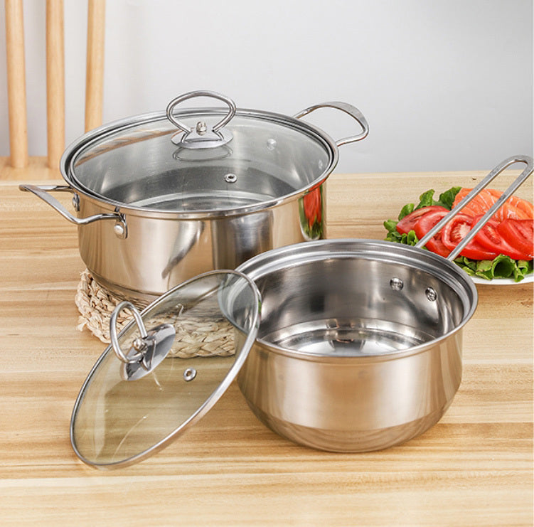 3-Piece Stainless Steel Kitchen Cookware Pots Pan Set