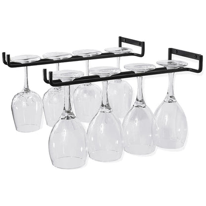 2 x Wine Glass Hanger Rack Under Cabinet Kitchen Bar Stemware Metal Storage Organiser