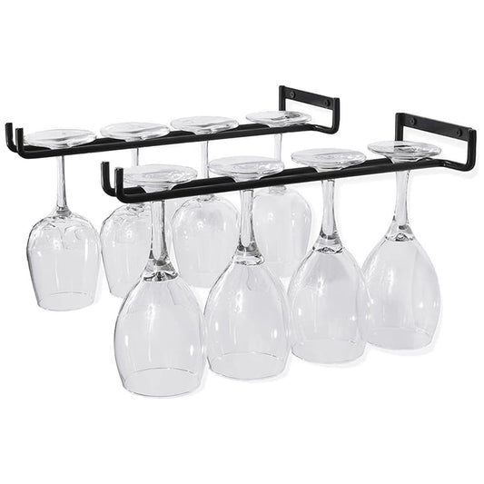 2 x Wine Glass Hanger Rack Under Cabinet Kitchen Bar Stemware Metal Storage Organiser