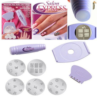 Professional Salon Express Nail Art Stamping Decorate Kit 40 Designs