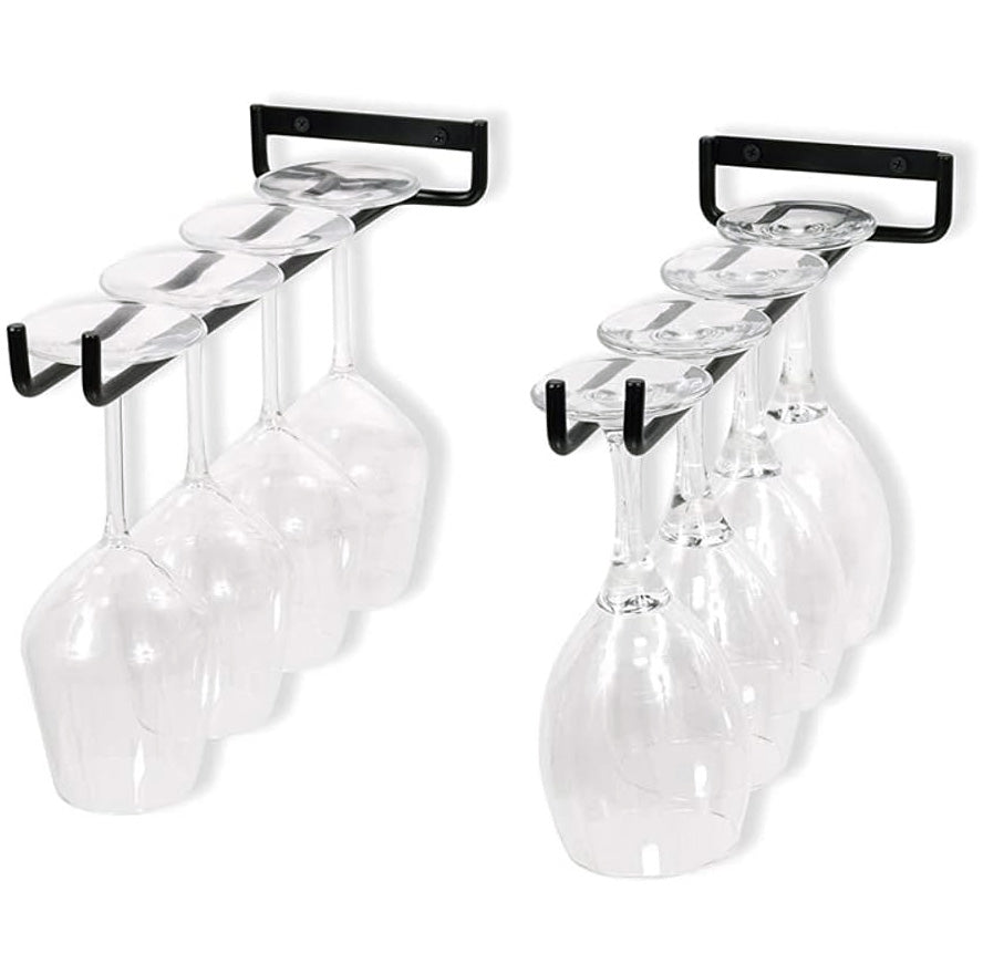 2 x Wine Glass Hanger Rack Under Cabinet Kitchen Bar Stemware Metal Storage Organiser