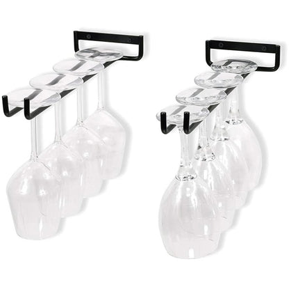 2 x Wine Glass Hanger Rack Under Cabinet Kitchen Bar Stemware Metal Storage Organiser