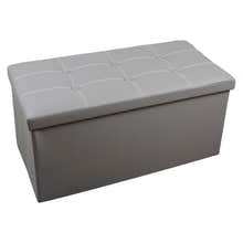 XL Rectangle PU Leather Ottoman Foldable Storage Stool (Grey)