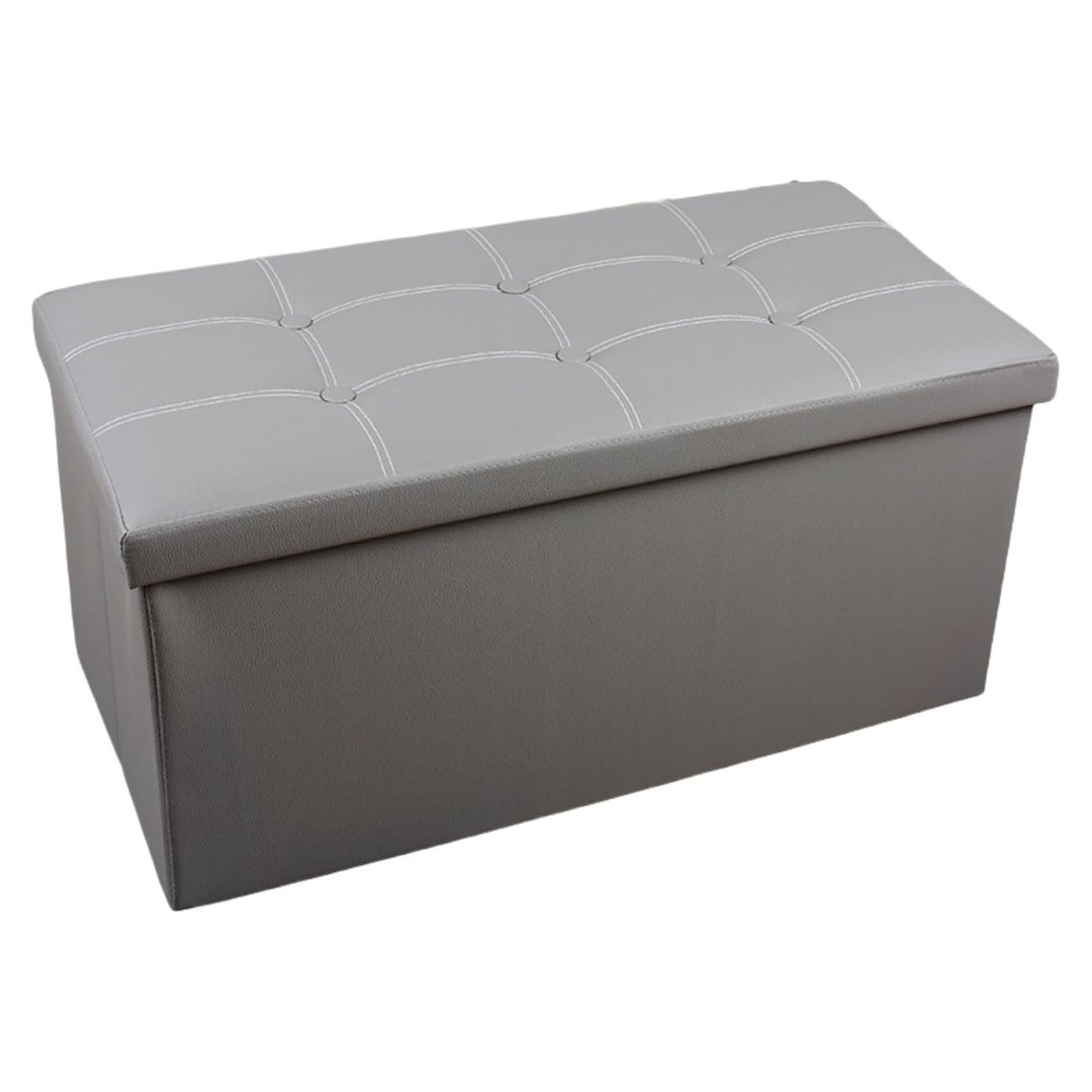 XL Rectangle PU Leather Ottoman Foldable Storage Stool (Grey)