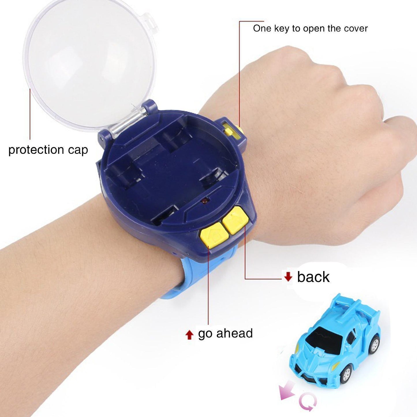 Remote Control Car Watch Kids Rechargeable RC Toy (Blue)