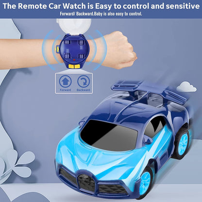 Remote Control Car Watch Kids Rechargeable RC Toy (Blue)