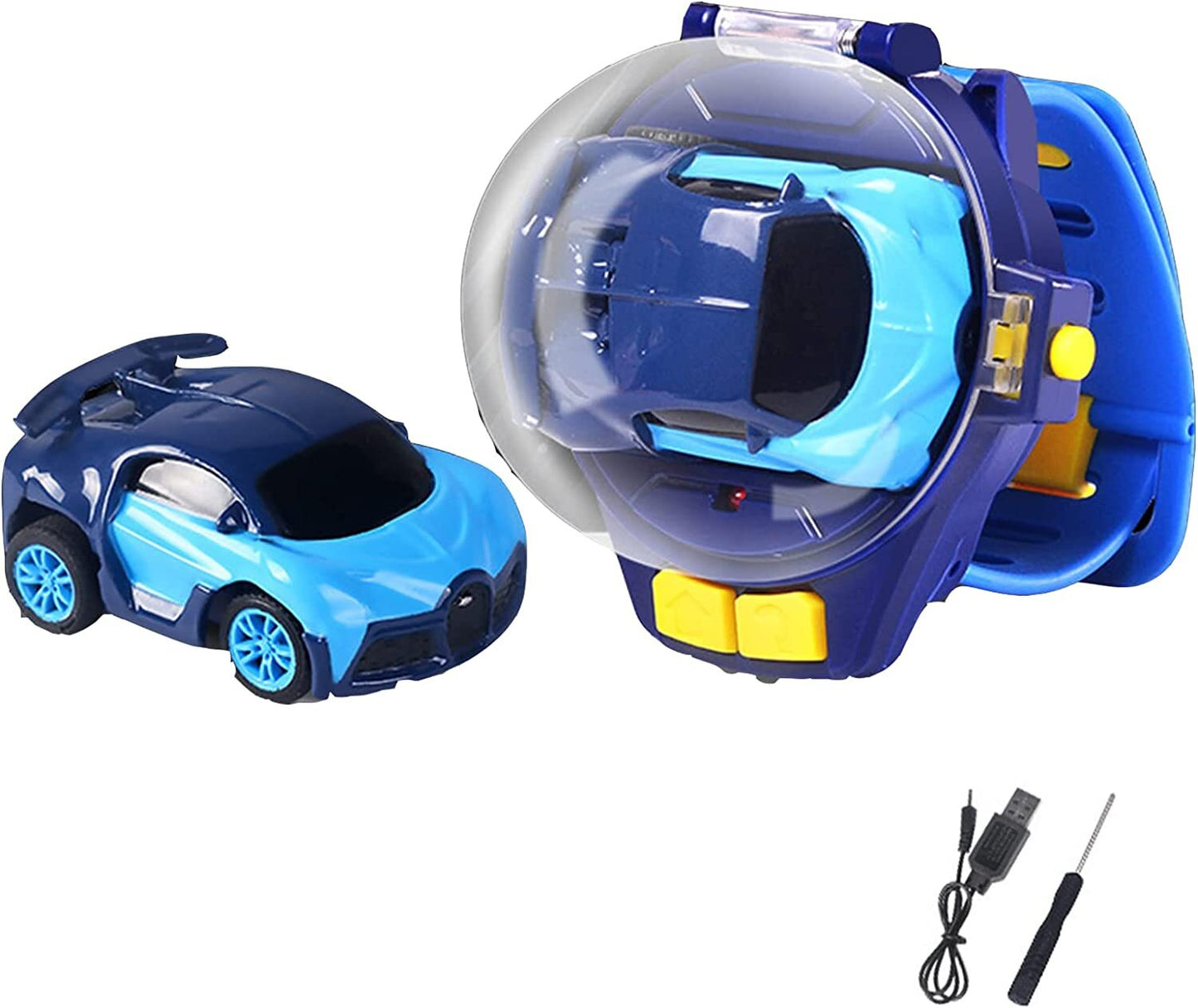 Remote Control Car Watch Kids Rechargeable RC Toy (Blue)