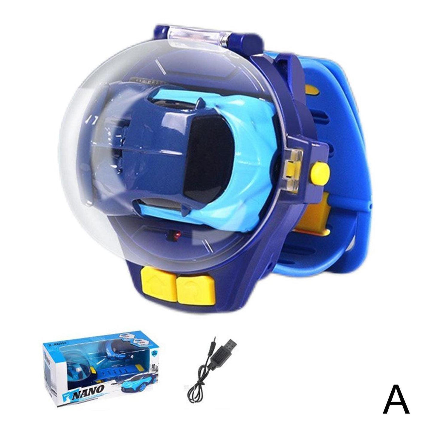 Remote Control Car Watch Kids Rechargeable RC Toy (Blue)