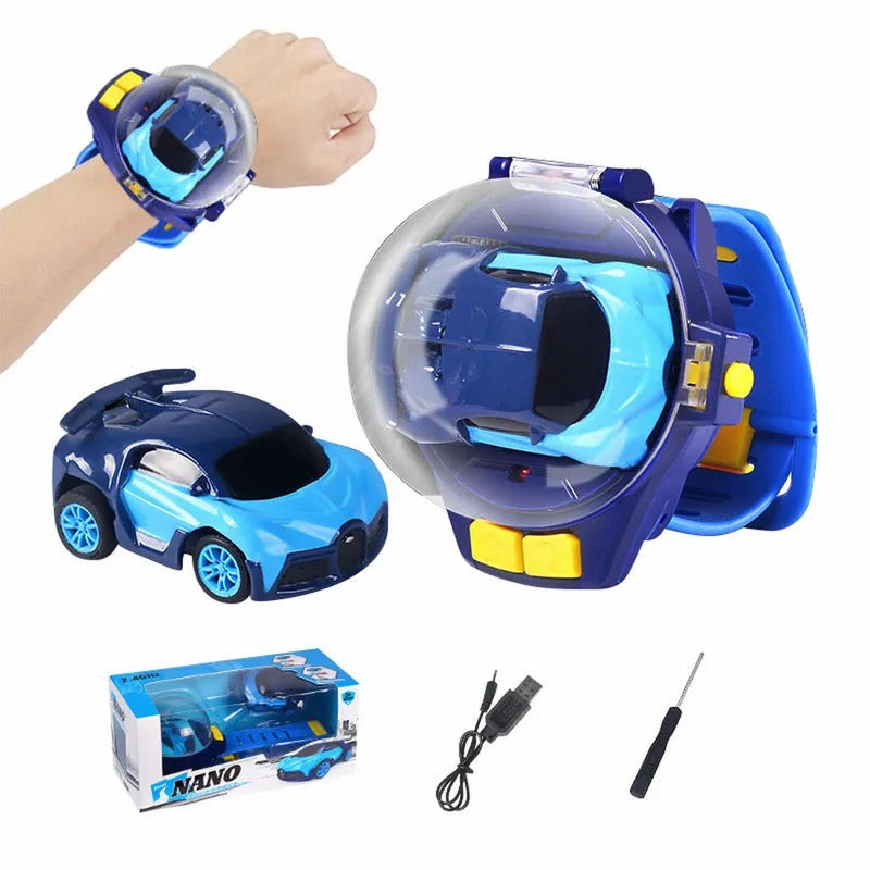 Remote Control Car Watch Kids Rechargeable RC Toy (Blue)