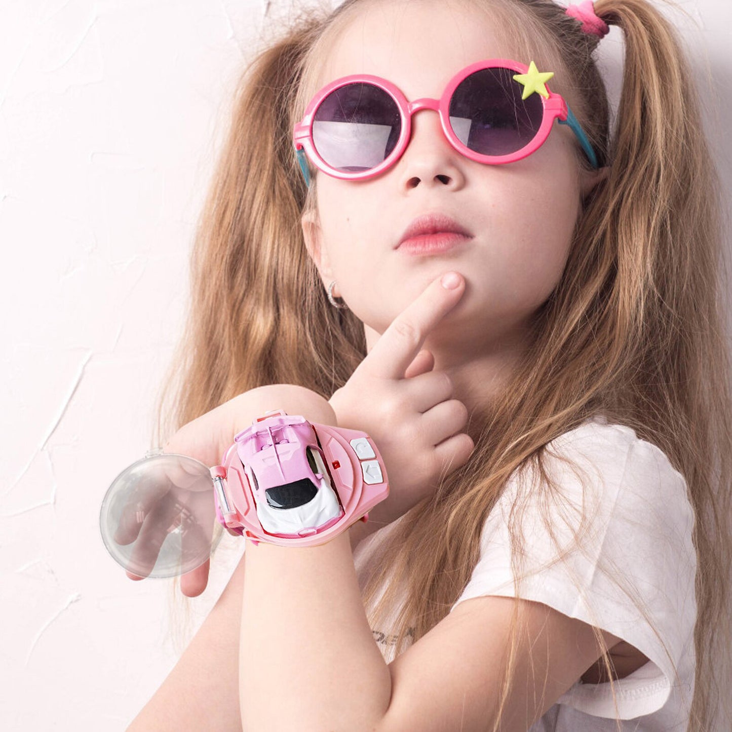 Remote Control Car Watch Kids Rechargeable RC Toy (Pink)