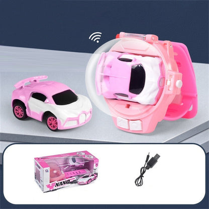 Remote Control Car Watch Kids Rechargeable RC Toy (Pink)