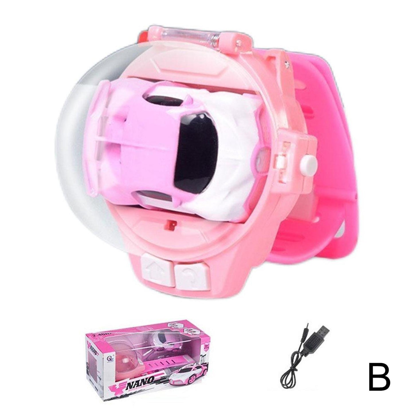 Remote Control Car Watch Kids Rechargeable RC Toy (Pink)