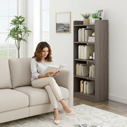 Essentia 4-Tier Storage Shelf Bookcase Shelving Unit Organizer (Driftwood Grey)