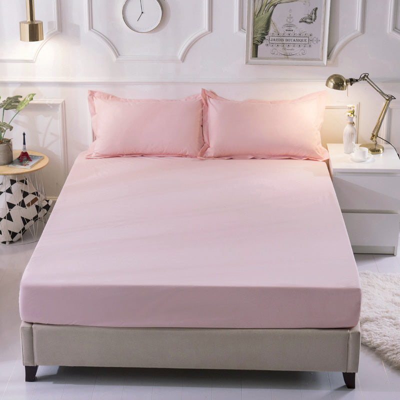 3 PC Set Luxe Bedding Set Waterproof Fitted Sheet/Mattress Protector & Pillowcases - Queen Size (Pink)