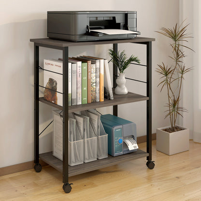 Atlas Wood & Steel Multipurpose Utility Cart Storage Shelf Kitchen Trolley (Driftwood)