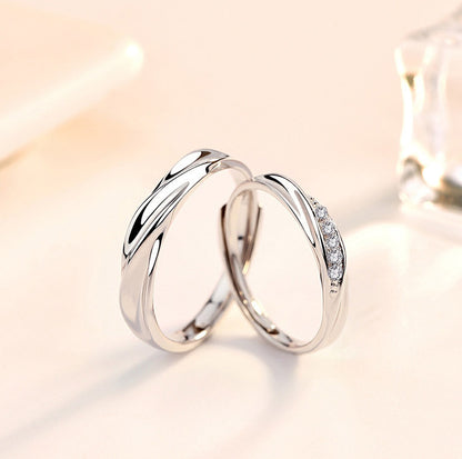 S925 Sterling Silver Concave-convex Soft Curves Wedding Engagement Ring (Gents)