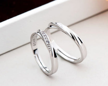 S925 Sterling Silver Concave-convex Soft Curves Wedding Engagement Ring (Gents)