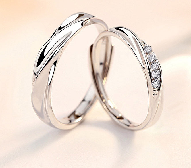 S925 Sterling Silver Concave-convex Soft Curves Wedding Engagement Ring (Gents)