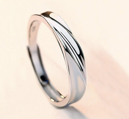 S925 Sterling Silver Concave-convex Soft Curves Wedding Engagement Ring (Gents)