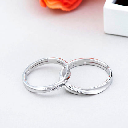 2PC Set S925 Sterling Silver Soft Curves Wedding Rings (Couple Collection)