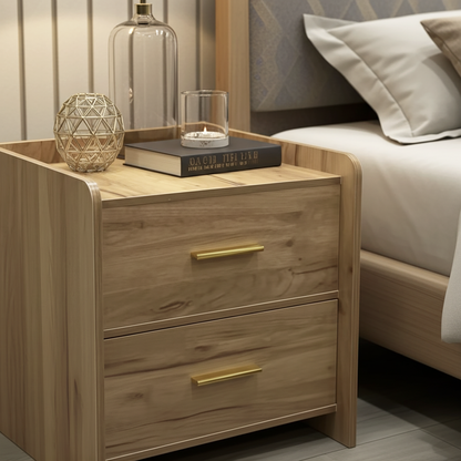 Serene 2-Drawer Bedside Table Nightstand (Rustic Oak)