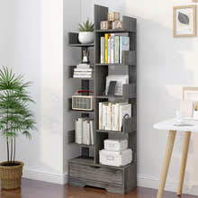 8-Tier 11-Shelf Display Storage Utility Book Shelf Bookcase Shelving (Rustic Grey)