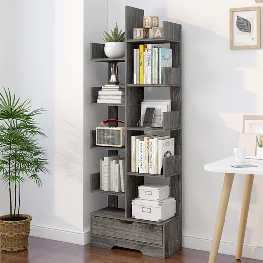 8-Tier 11-Shelf Display Storage Utility Book Shelf Bookcase Shelving (Driftwood Grey)