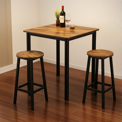 Foundry Industrial Rustic Wood & Metal Square Bar Dining Table